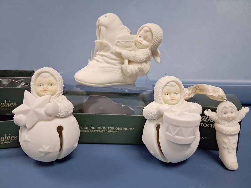 (4) Dept 56 Snowbabies ORNAMENTS, all in original packaging