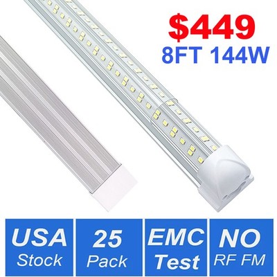 25 Pack 8FT LED Shop Light No RF 144W 18000Lm LED Garage Ceiling Lights 8 Foot