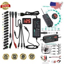 Universal AC/DC Adapter 3-24V 3A 72W LCD Adjustable Power Supply 14 Tips