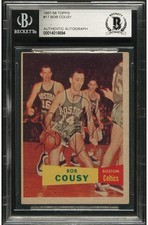 Signed 1957 Topps Bob Cousy #17 BAS Authentic - Rookie Card. rookie card picture