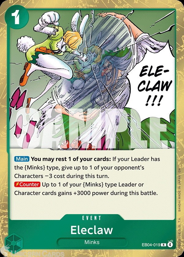 EB04-019 Eleclaw : Rare English One Piece TCG Card : OP14: The Azure Sea's Seven