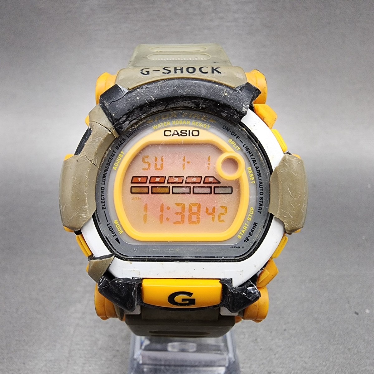 Casio G-Shock DW-002 Watch Men 48mm Digital Brown Orange Alarm Chron New  Batt
