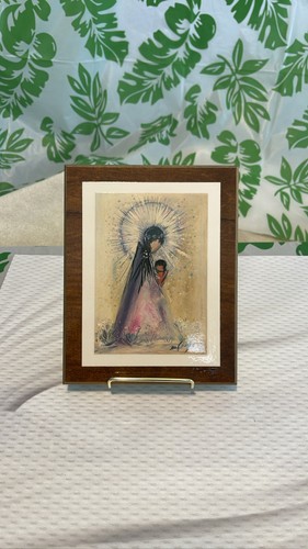 Ted De Grazia Madonna & Child Plaque Wood Southwestern Art 5"x7