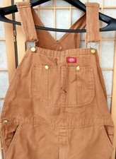 Men's Bib Coveralls Dickies Carpenter Many Pockets 36 x 30 Brown Cotton