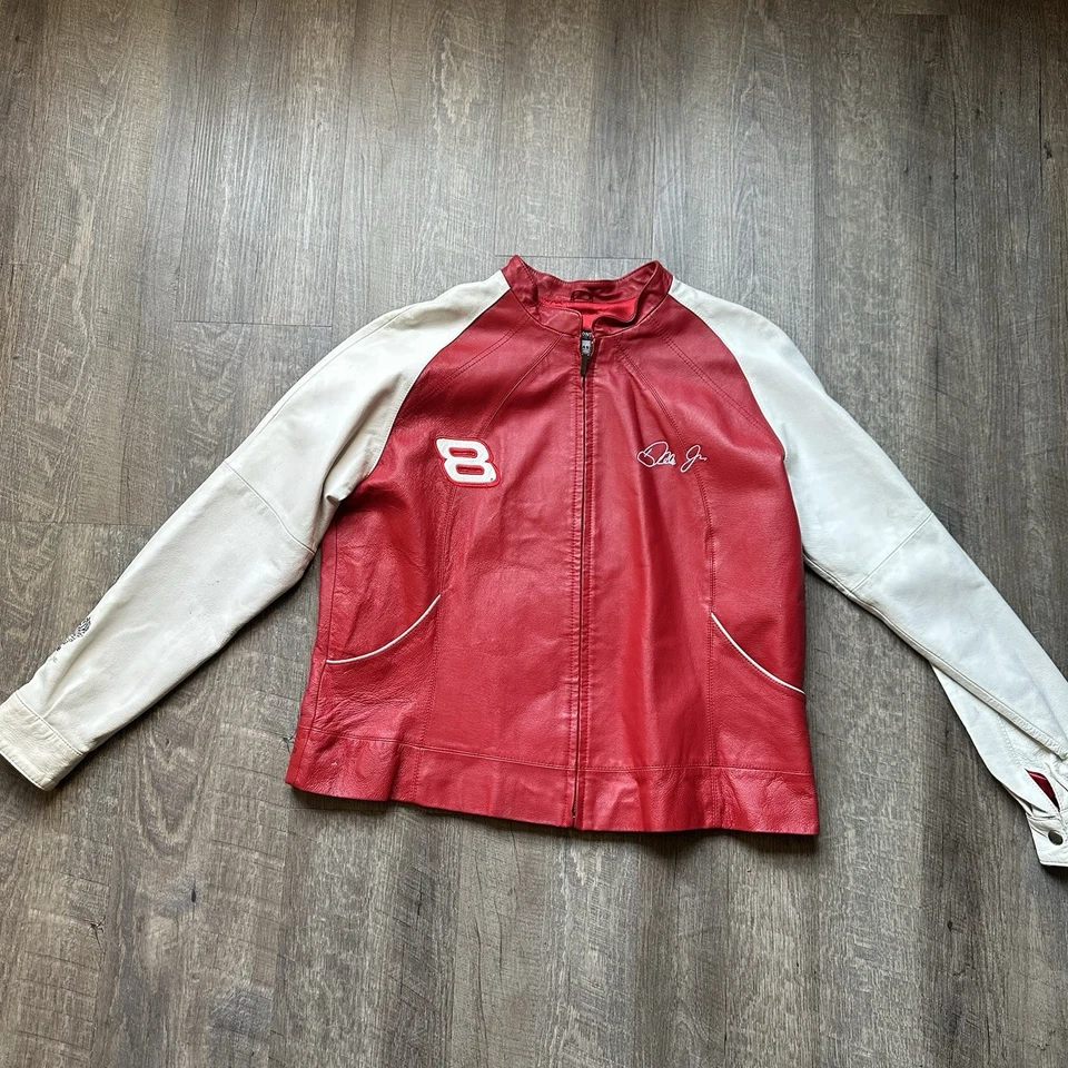 Chaqueta de cuero Wilson vintage para mujer Dale Earnhardt Jr, Nascar, número 8, XL Foto 3 de 4