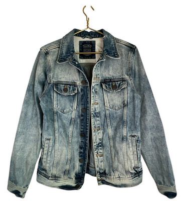 Pull & Bear Jacket Denim Mens Medium Trucker Acid Wash Distressed 90s Y2K VTG