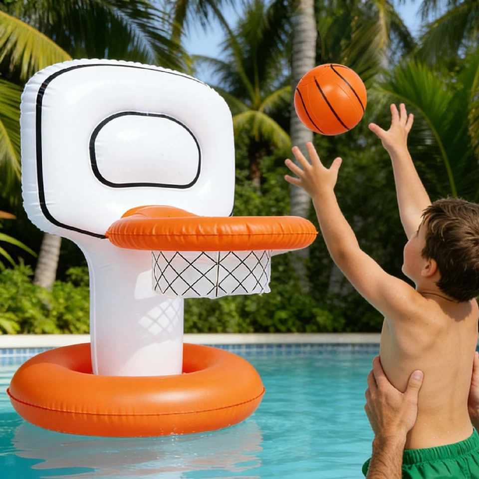 Panier de Basket Gonflable pour Piscine, Idéal pour Les Fêtes, Les Vacances et - Photo 1/4