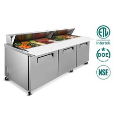 72" Commercial Sandwich Prep Table Fridge, Digital Temp Adjustable Shelves