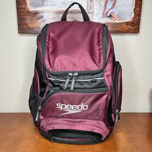 Speedo Teamster 35L Swim Bag Backpack Maroon Red Black Nice Condition