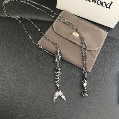 Vivienne Westwood Necklace Skeleton mermaid Ariel Gunmetal Black