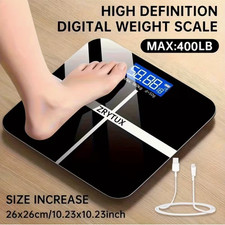 Ultra Wide Digital Bathroom Scale 400lb USB Rechargeable LCD Weight Scale