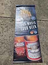 Budweiser True Music Promo Vinyl Banner 22x60 Double-Sided Bar Sign Decor Vtg