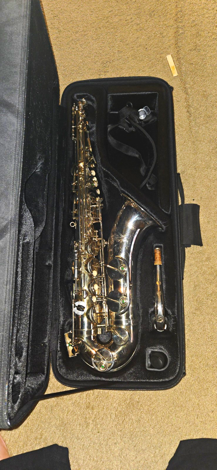 Jean Paul Tenor Saxophone Silver Brass Body with Protective Case Included Ts400