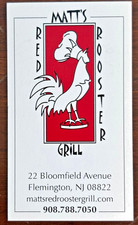 FREE SHIP Matt's Red Rooster Grill restaurant card, Flemington  NJ. Rooster pic!