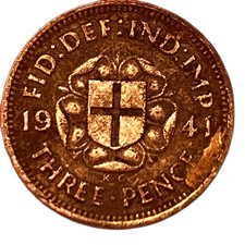 United Kingdom 3 Pence 1941 – George VI .500 Silver KM#848
