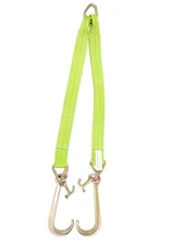 V Bridle Strap 3" x 36" w/15" J Hook, T-J Hooks, Hi VIZ Green Webb, 5400 lbs WLL