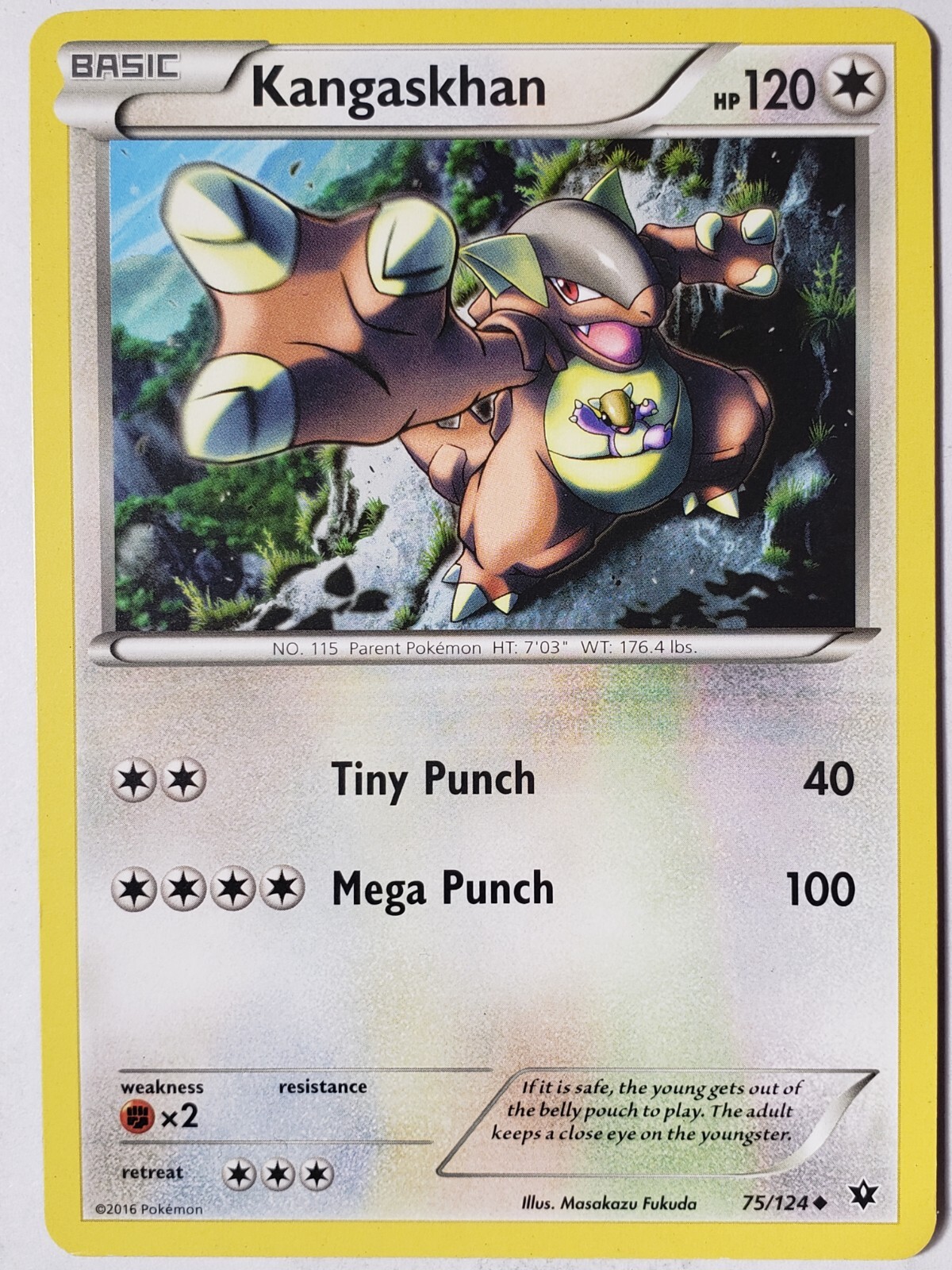 Kangaskhan 75/124 LP / VLP - XY Fates Collide Pokemon Card - Masakazu Fukuda Art