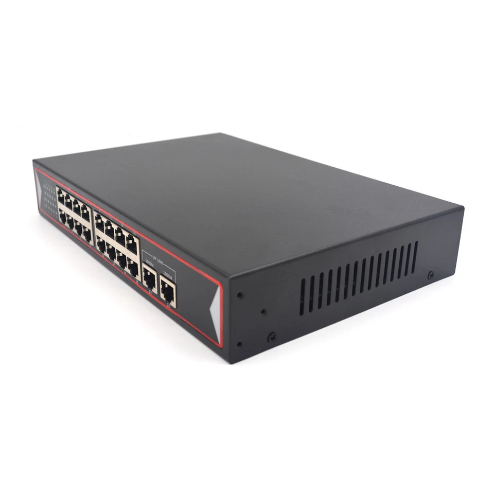 POE Switch 16 port 10/100Mbps and 2 port Gigbit Uplink 48V for POE IP Cameras - Image 4 of 4