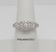 3/4CT Natural Diamond Halo Engagement Wedding Bridal Ring 14K White Gold Band