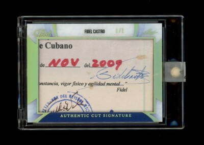 RARE 2019 Leaf Pearl SSP CUT SIGNATURE FIDEL CASTRO AUTO 1/1 CUBA! HISTORIC 