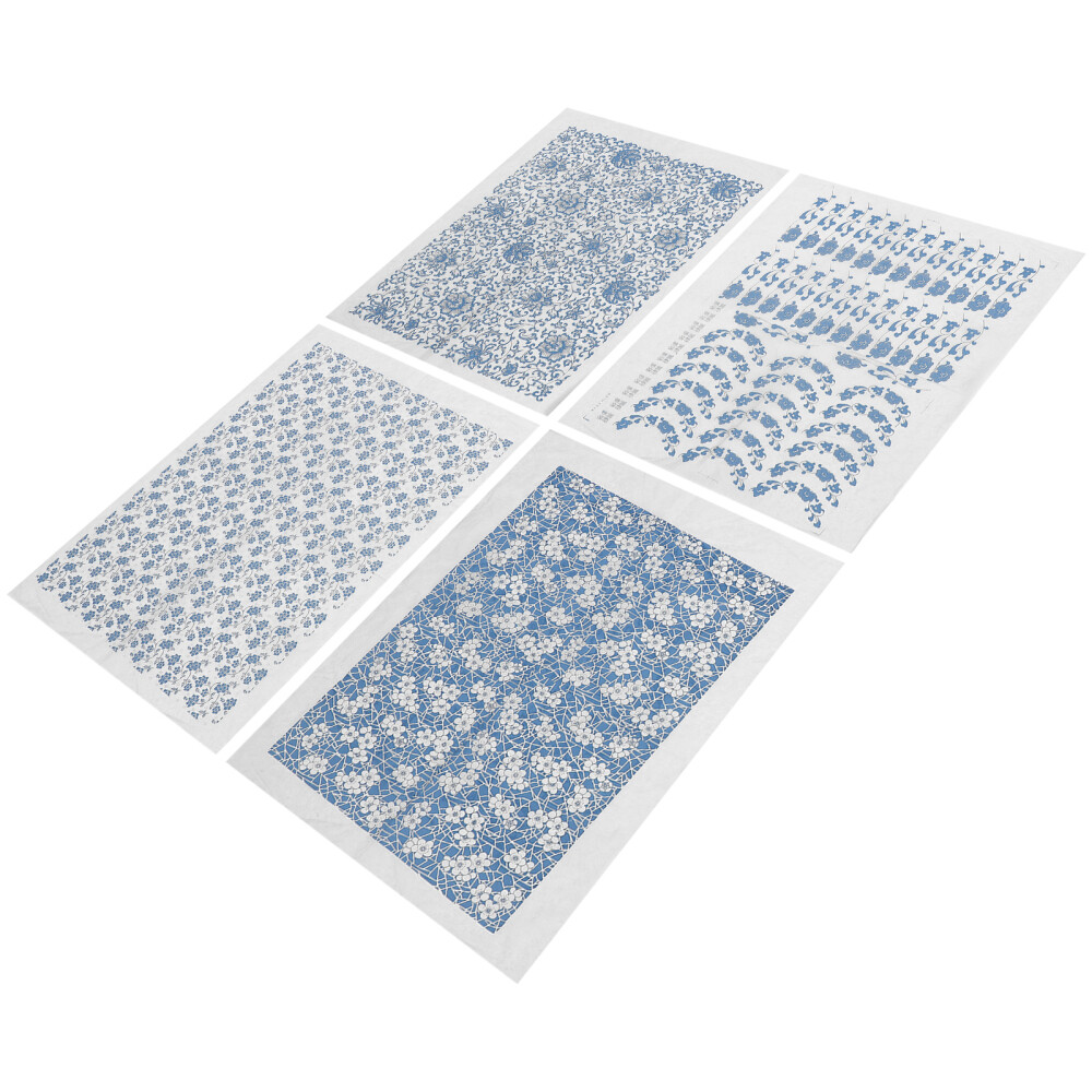 4PCS Ceramic Decals Transfer Sticker for Pottery Clay Flower PaperJS