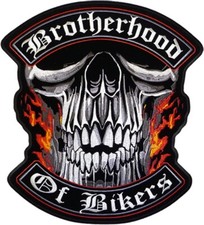 Brotherhood Of Bikers Jacket Vest Back Patch - 11 X 12 Inch Iron On Sew On
