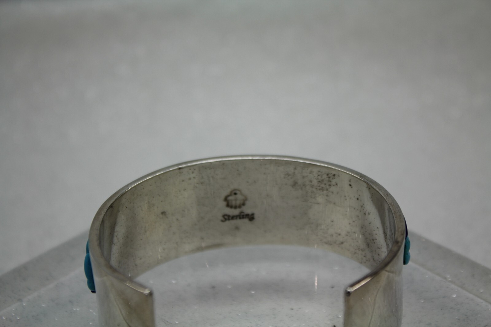 Signed .925 Sterling Silver MULTI STONE INLAY CUF… - image 7