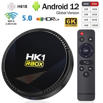 HK1 RBOX Smart TV Box Android12.0 6K HDR10+ Media Player Dual WIFI6 BT5.0 B3E4