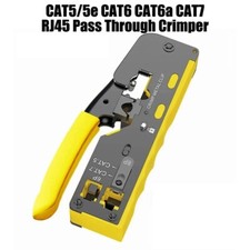 RJ45 RJ11 Pass Through Crimping Tool for Cat7/6A Cat6/5 Ethernet Modular Plugs