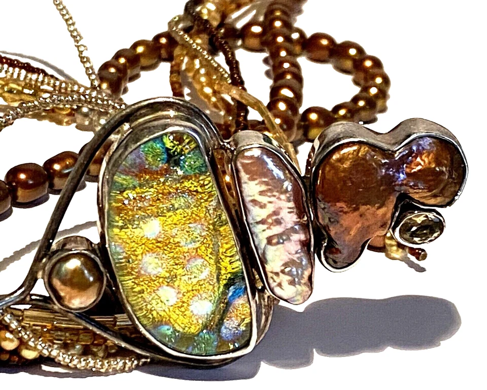 PATTI QUINN СЕРЕБРО ЖЕМЧУГ СТЕКЛА СТУДИИ РЕМЕСЛЕННИКА СОВРЕМЕННЫЙ ПОДВЕСКА ОЖЕРЕЛЬЕ - Изображение 2 из 4