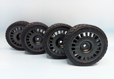 TAMIYA 1/10 RC - SET 4X CERCHI E GOMME RALLY COLORE GRIGIO , ORIGINALI NUOVI !