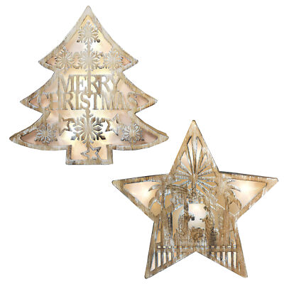 Weihnachts-Leuchtdekoration aus Holz 24 cm - Design wählbar