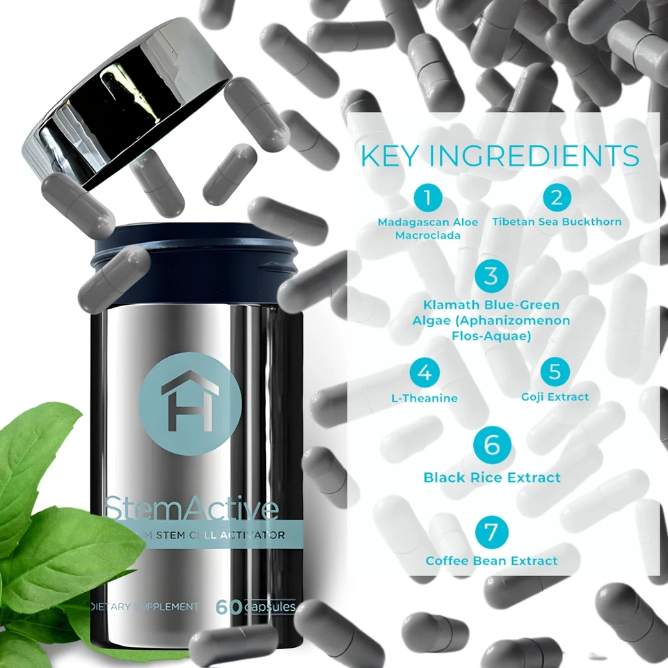 Suplemento de apoyo a células madre StemActive con espino cerval de mar y algas Klamath Foto 2 de 4