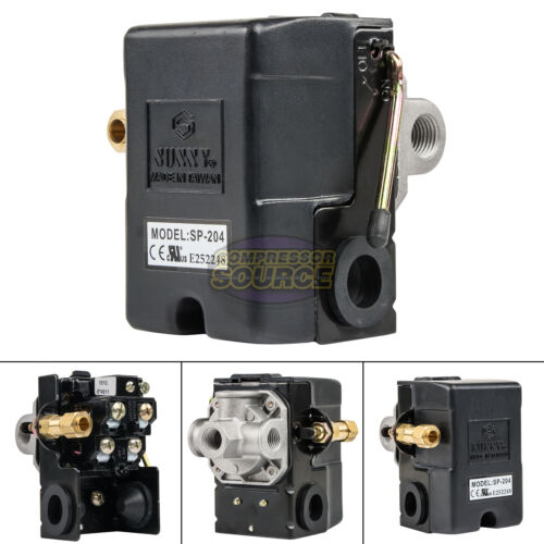 Valvola di controllo interruttore pressione compressore d'aria 25 amp resistente 95-125 PSI 4 porte - Foto 1 di 7