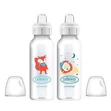 Dr. Brown's Milestones Narrow Sippy Bottle, 100 Silicone Soft Sippy Spout, Fox