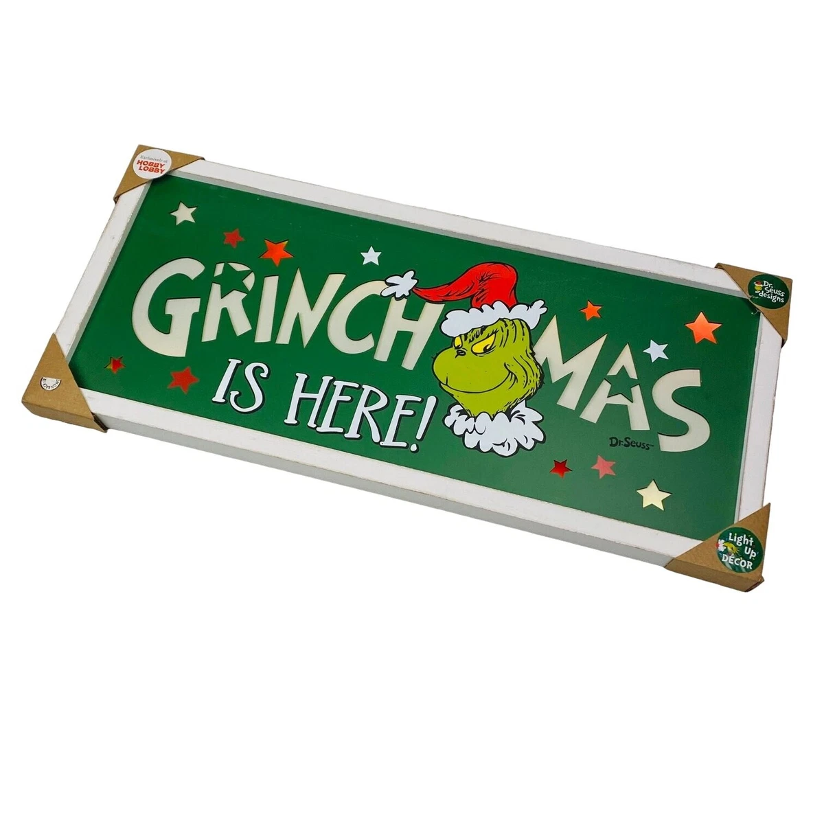 Hobby Lobby Dr Seuss Grinch Grinchmas Is Here Christmas Light Up Wall Shelf Sign