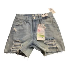 Rewash NWT 5/27 Junior Boyfriend High Rise Vintage Revival Denim Shorts #1733D