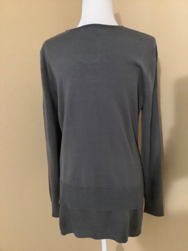 Charlie Paige Womens Long Sleeve Lightweight V Neck Gray Long Sweater Size L/XL - Picture 3 of 6