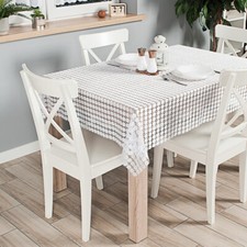 Tischdecke mit Spitze Mitteldecke Weiß Graphit Häkelspitze 