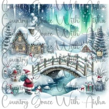 20oz Skinny Tumbler Sublimation Transfer Snowy Chirstmas Ready To Press