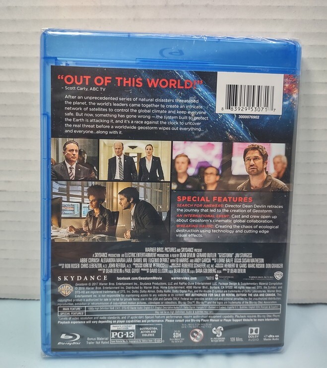 ⛈️ NEW Geostorm Blu-ray Movie Ed Harris Gerard Butler Andy