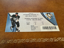 2008 Pittsburgh Penguins v Devils Full Hockey Ticket Sidney Crosby Hat Trick