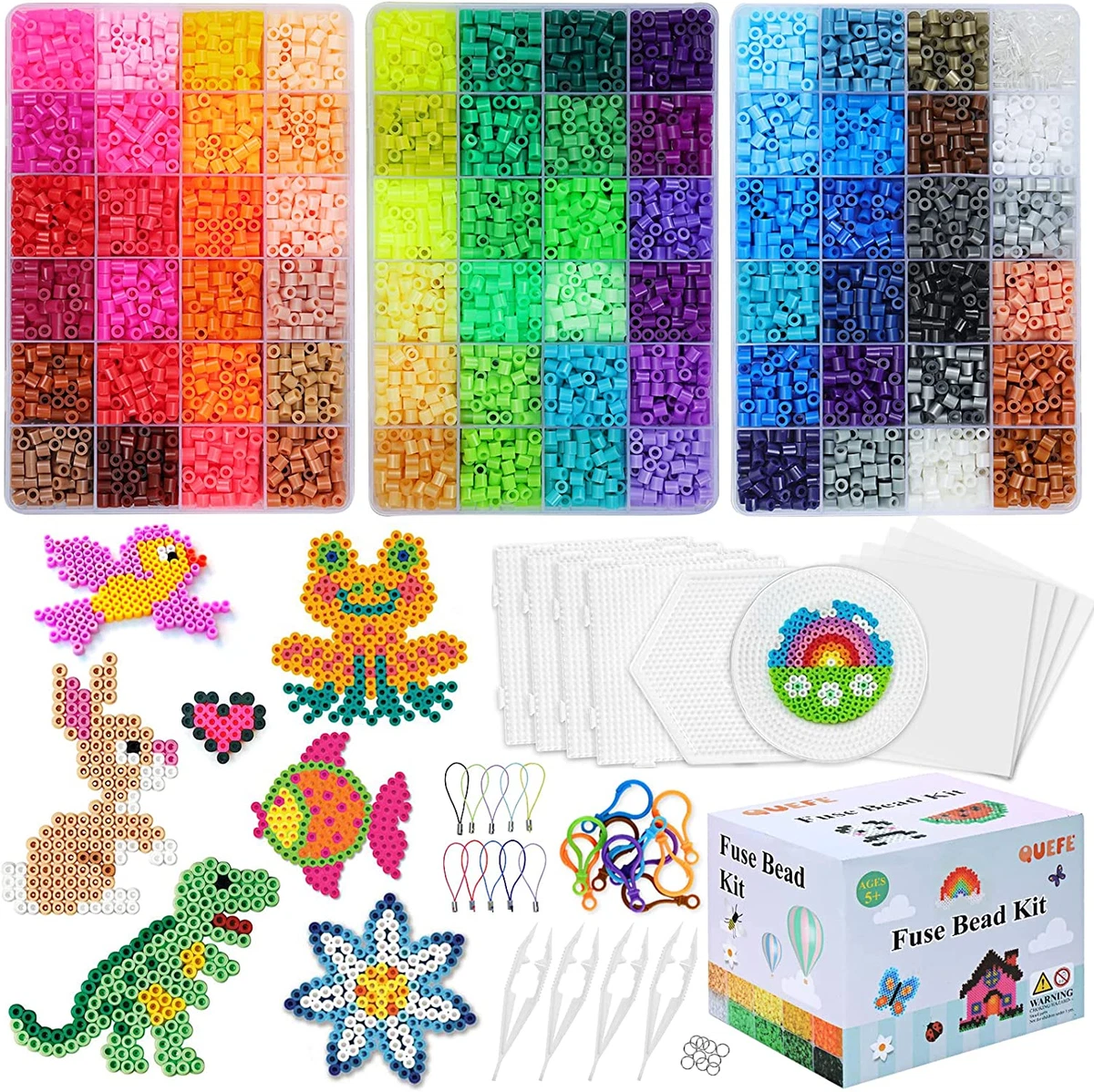 QUEFE Fuse Beads Kit of 72 Assorted Colors, 15000 5Mm Beads Craft