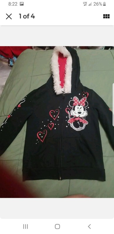 Disney Minnie mouse Size 7 Hoodie Sparkly with Glitter & Fur