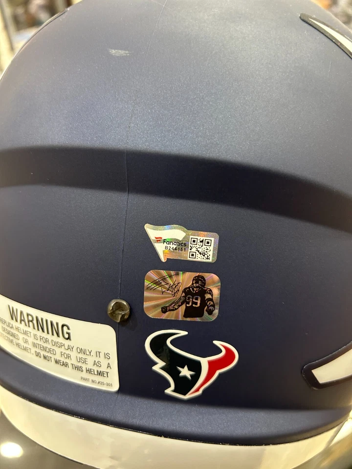JJ Watt Autographed Hand Signed Full Size Replica Texans Helmet - Fanatics COA - Image 2 of 2