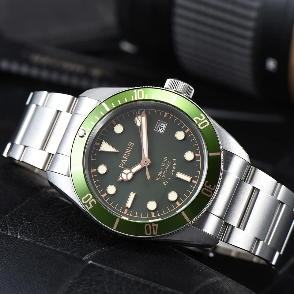 Reloj automático para hombre 41 mm Parnis cristal zafiro 21 joyas Miyota marcador luminoso Foto 3 de 4