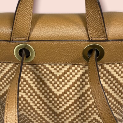 Michael Kors Junie Chevron Leather Flap Backpack Acorn  display picture 2