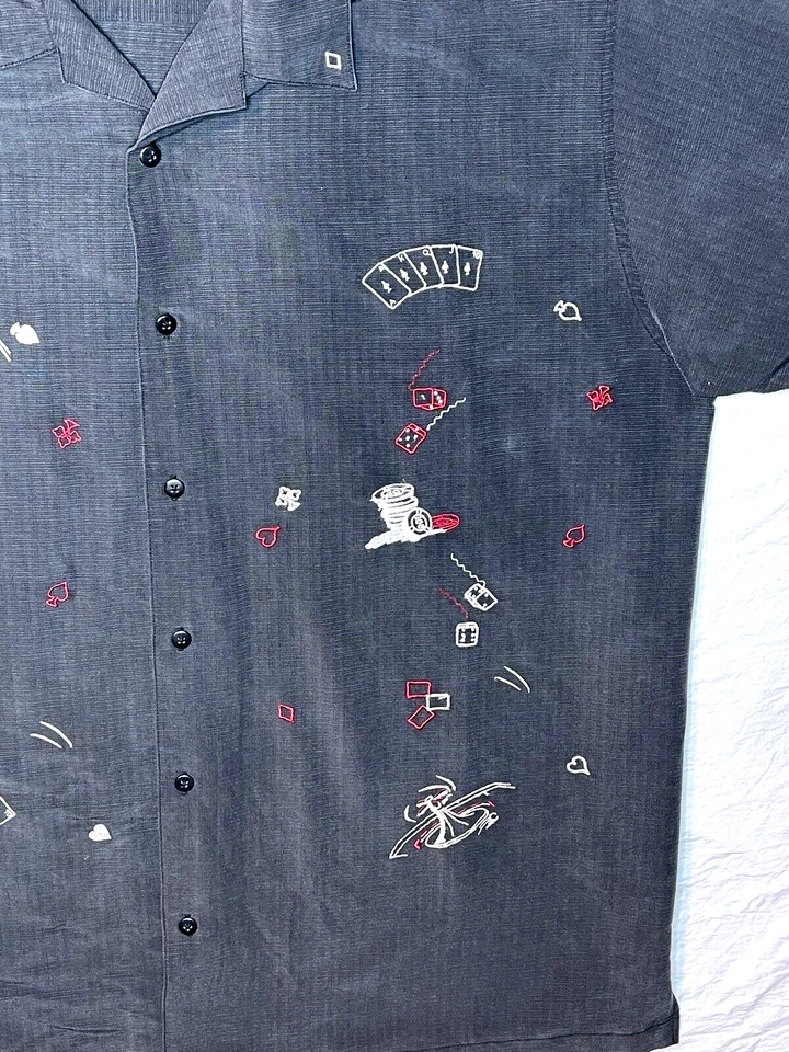 Men's Embroidered Gambling Camp Shirt Vegas Baby size XXL - Image 4 of 4