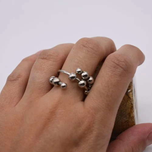 925 Sterling Silver Zircon Fidget Spinner Ring Adjustable Unisex Anxiety Relief - Picture 33 of 40