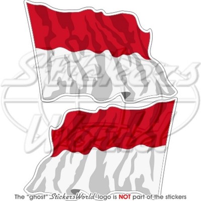 MONACO Waving Flag Monte Carlo MONAKO Flag Decal, Vinyl Sticker 75mm x2